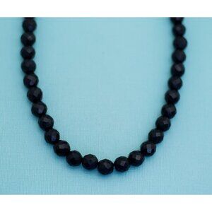 Vintage Black Gothic Beads Unique Beaded Necklace 18 inch - E34